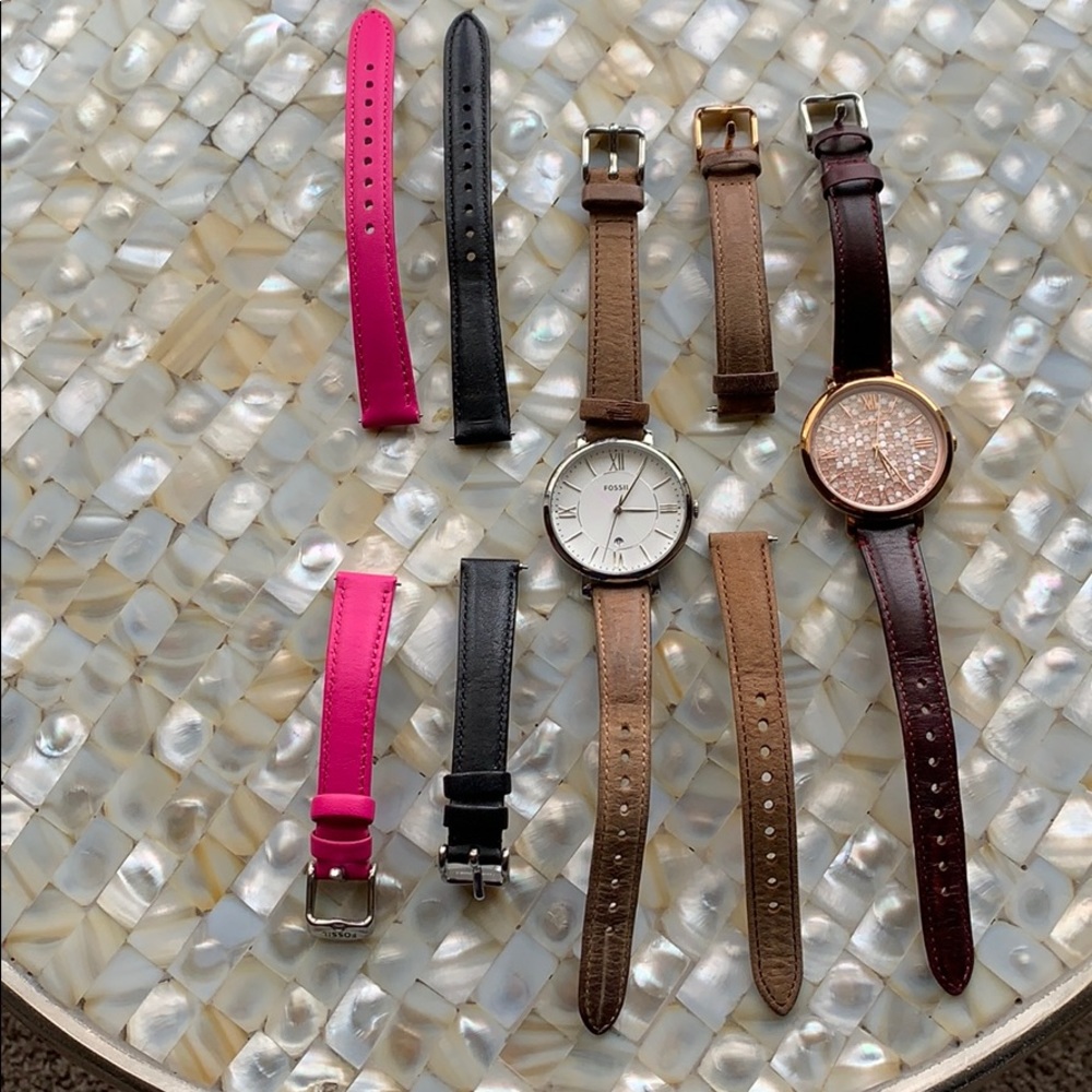 Fossil watch bundle. 2 watch faces and 6 bands